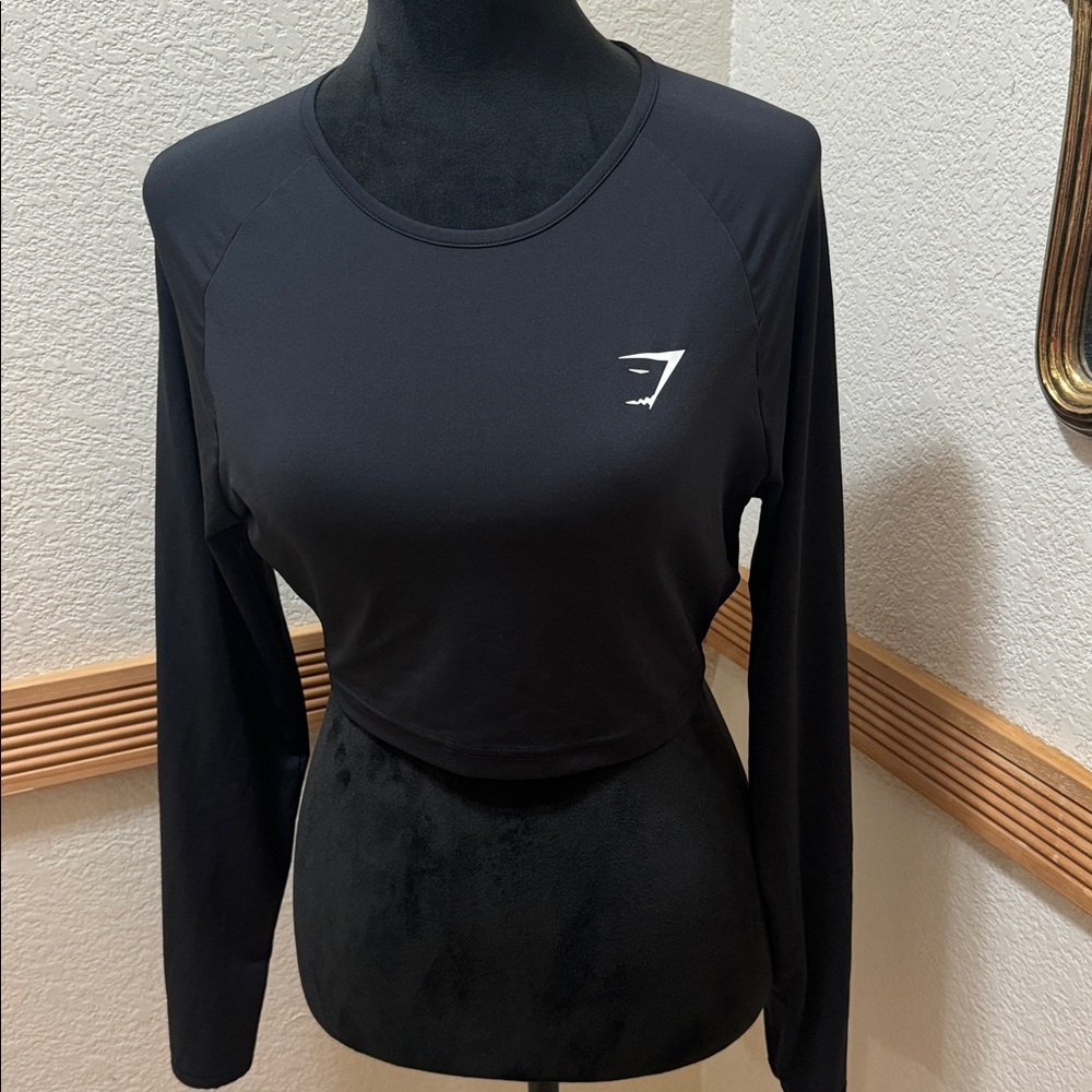 Gymshark athletic Black Long Sleeve Women's Crop Top Size S - Picture 3 of 10